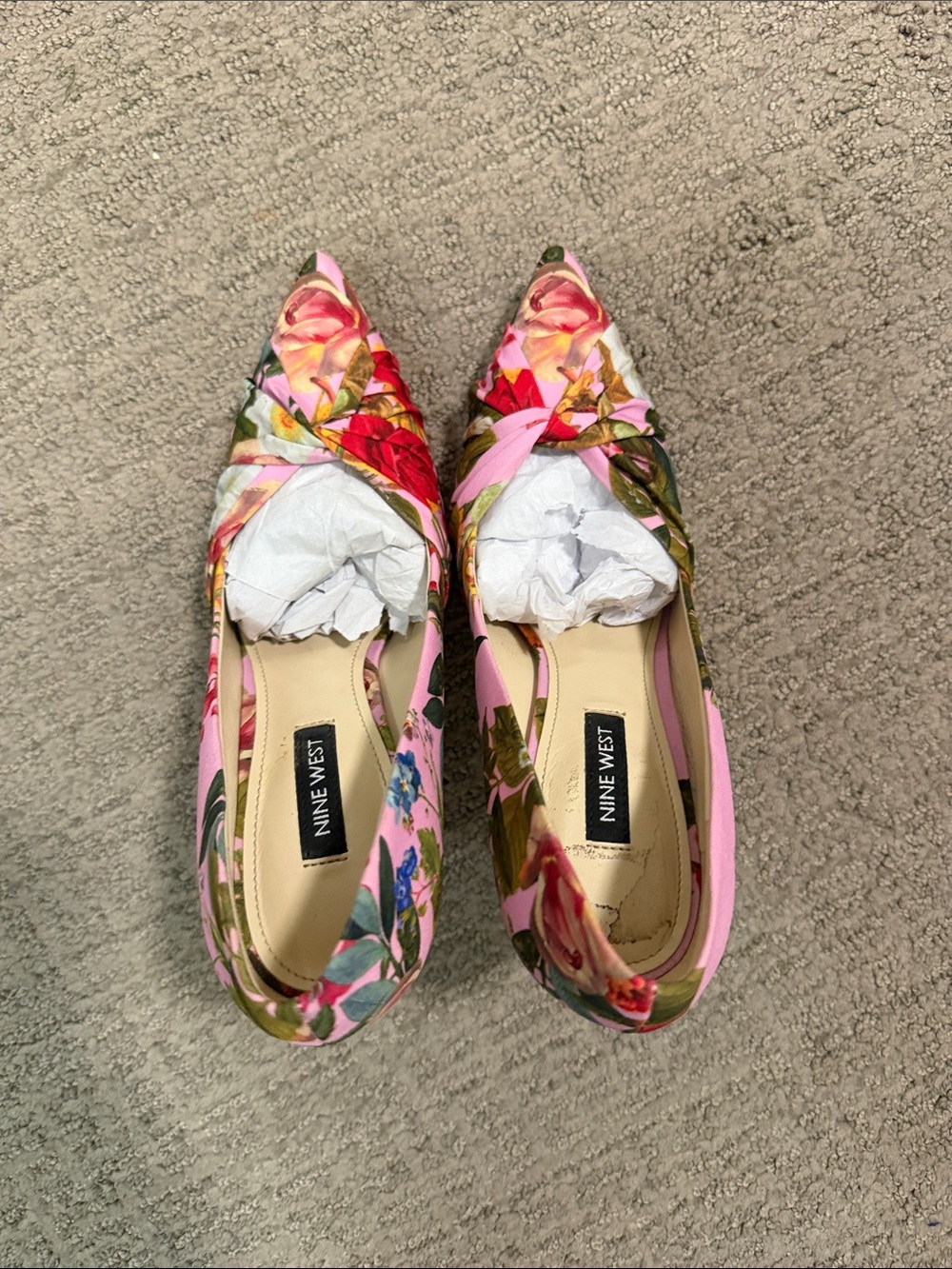 Nine West Pink Multi Floral Pointed-Toe Flats